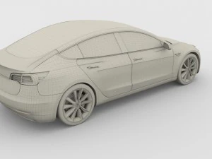 테슬라 모델 3 실버 3D 모델