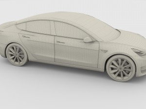tesla model 3 silver Model 3D