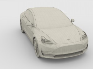 tesla model 3 silver Model 3D