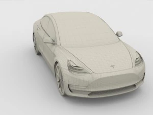 테슬라 모델 3 실버 3D 모델
