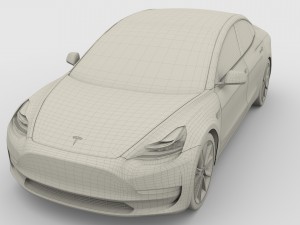 tesla model 3 silver Model 3D