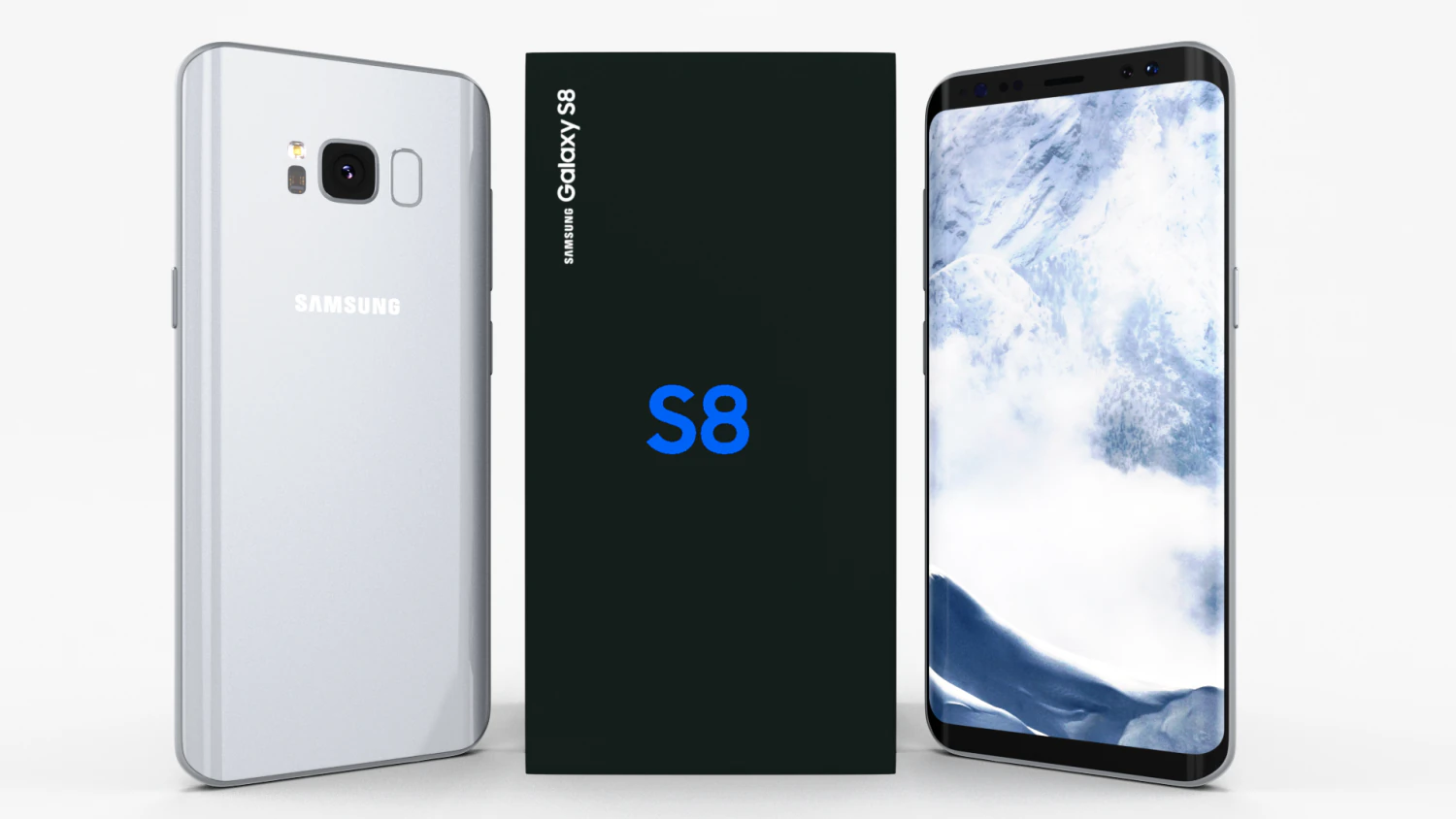 samsung galaxy s8 arctic silver 3D Model .c4d .max .obj .3ds .fbx .stl .blend 