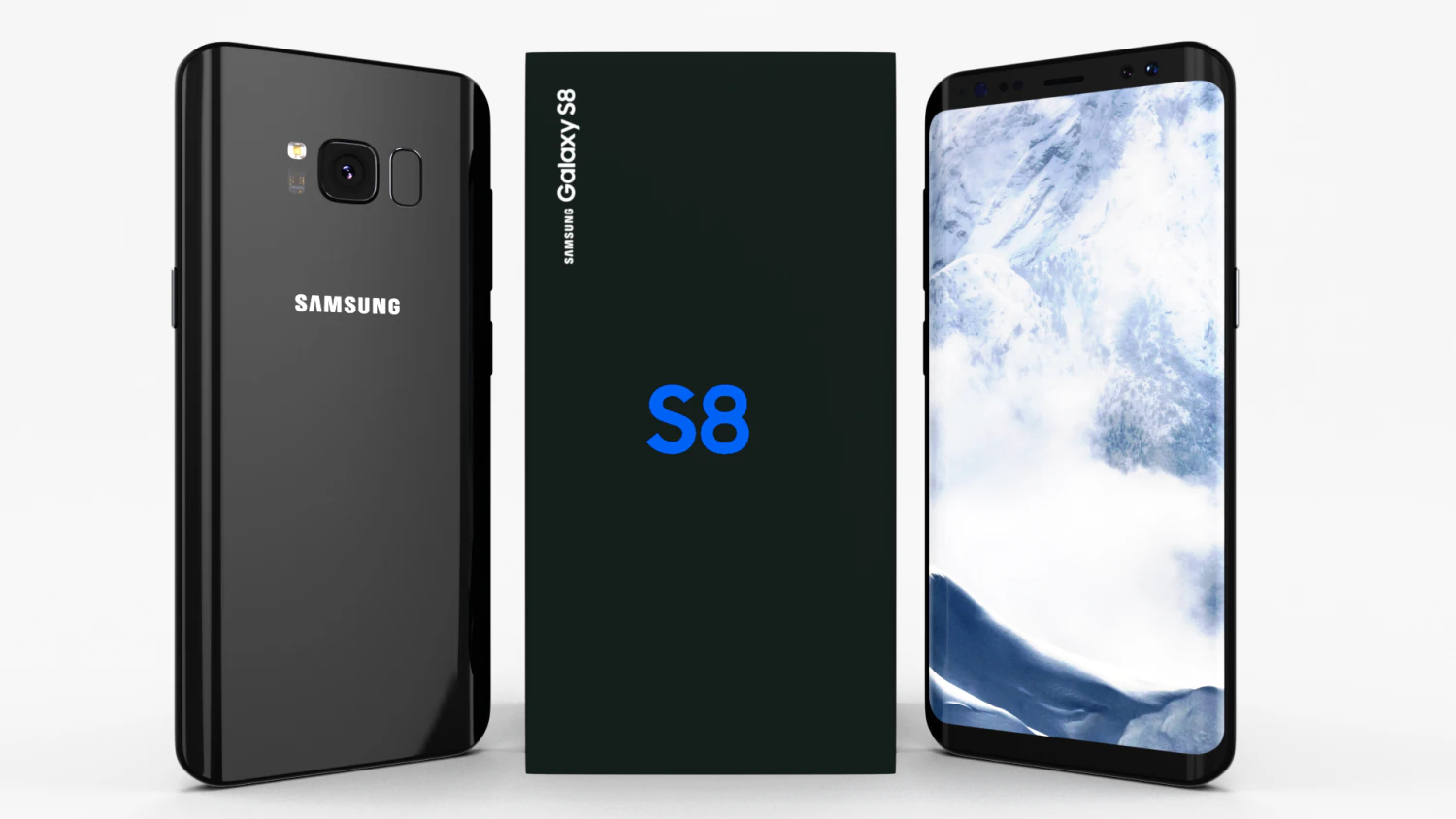 samsung galaxy s8 midnight black 3D Model .c4d .max .obj .3ds .fbx .stl .blend 