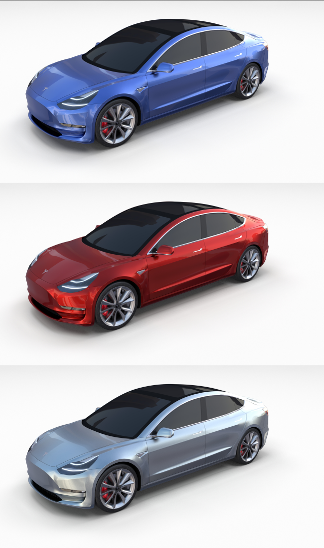 tesla model 3 pack 3D Model .c4d .max .obj .3ds .fbx .stl .blend 