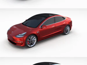 Tesla-Modell 3er-Pack 3D Modell