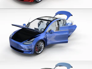 tesla model 3 з пакетом салону 3D Модель