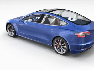 tesla model 3 with interior pack 3D Model