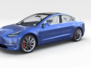 tesla model 3 with interior pack 3D Model