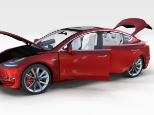 tesla model 3 with interior pack 3D Model