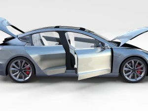 tesla model 3 with interior pack 3D Model