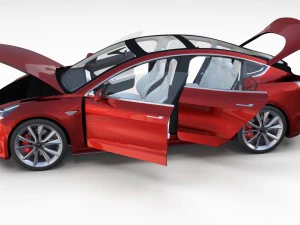 tesla model 3 with interior pack 3D Model