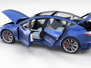tesla model 3 with interior pack 3D Model