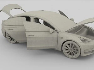 tesla model 3 with interior pack 3D Model