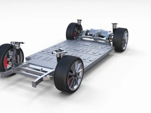 tesla model 3 with interior and chassis pack 3D Model