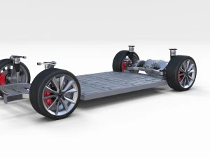 tesla model 3 with interior and chassis pack 3D Model