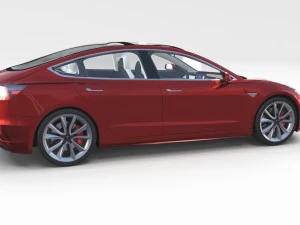 tesla model 3 with interior and chassis pack 3D Model