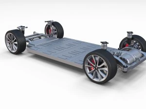 tesla model 3 with interior and chassis pack 3D Model