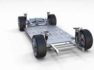 tesla model 3 with interior and chassis pack 3D Model