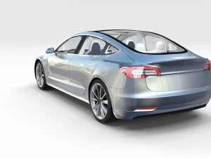 tesla model 3 with interior and chassis pack 3D Model