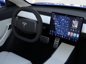 tesla model 3 with interior and chassis pack 3D Model