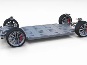 tesla model 3 with interior and chassis pack 3D Model