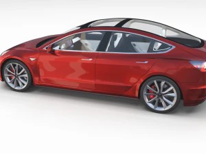 tesla model 3 with interior and chassis pack 3D Model