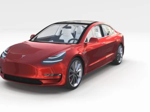 tesla model 3 with interior and chassis pack 3D Model