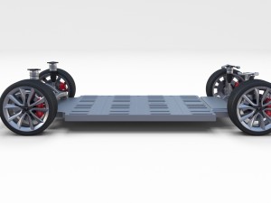 tesla model 3 with interior and chassis pack Model 3D