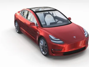 tesla model 3 with interior and chassis pack 3D Model