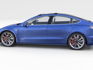 tesla model 3 with interior and chassis pack Model 3D