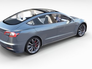 tesla model 3 with interior and chassis pack Model 3D