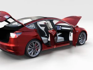 tesla model 3 with interior and chassis pack 3D Model