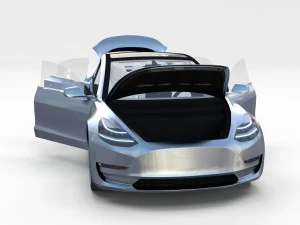 tesla model 3 with interior and chassis pack 3D Model