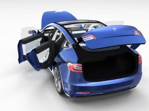 tesla model 3 with interior and chassis pack 3D Model
