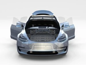 tesla model 3 with interior and chassis pack 3D Model