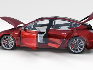 tesla model 3 with interior and chassis pack Model 3D