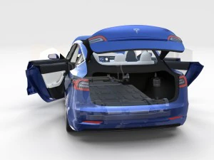 tesla model 3 with interior and chassis pack 3D Model