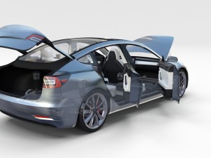 tesla model 3 with interior and chassis pack Model 3D
