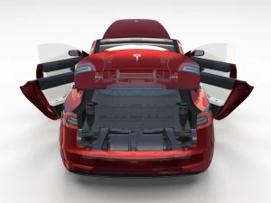 tesla model 3 with interior and chassis pack 3D Model