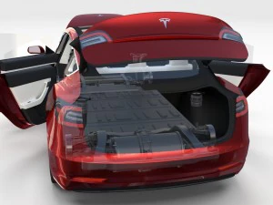 tesla model 3 with interior and chassis pack 3D Model