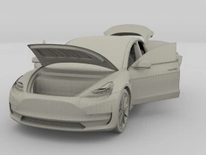 tesla model 3 with interior and chassis pack 3D Model