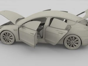 tesla model 3 with interior and chassis pack 3D Model