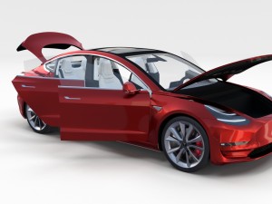 tesla model 3 and model s with interior pack 3Dモデル