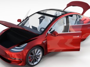 tesla model 3 and model s with interior pack 3Dモデル