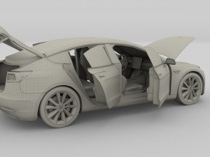 tesla model 3 and model s with interior pack 3Dモデル