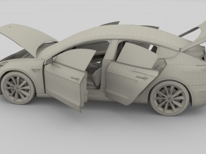 tesla model 3 and model s with interior pack 3Dモデル
