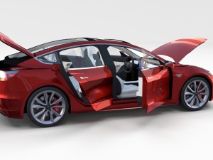 tesla model 3 and model s with interior pack 3Dモデル
