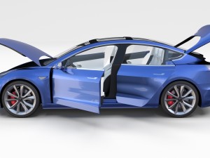 tesla model 3 and model s with interior and chassi Modello 3D
