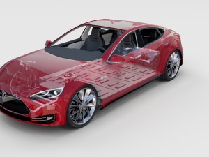 tesla model 3 and model s with interior and chassi Modello 3D