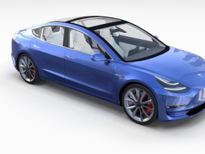 tesla model 3 and model s with interior and chassi Modello 3D